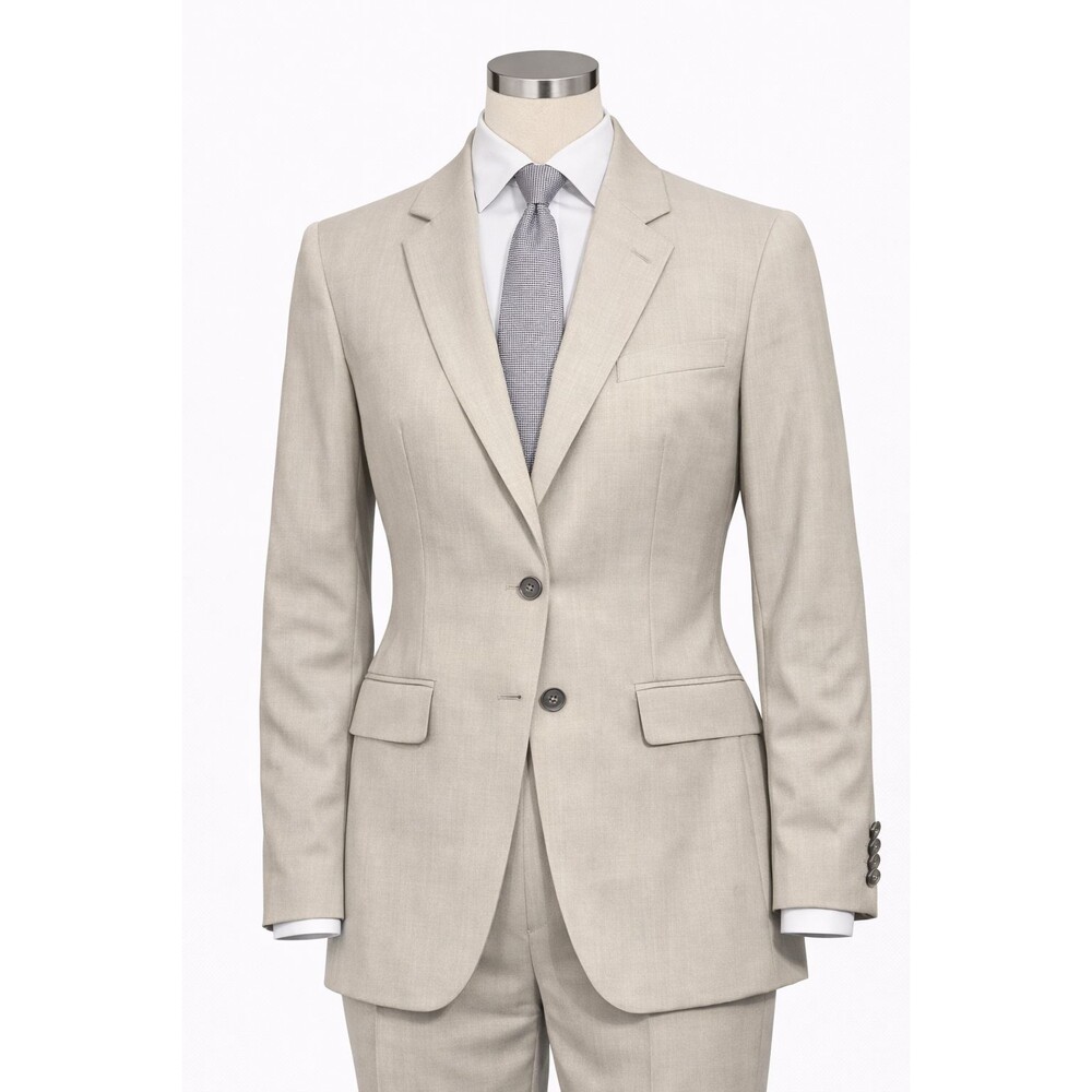 Size-XS Theory Virgin Wool Blazer 36S Cream Striped 2 Button Womens Jacket